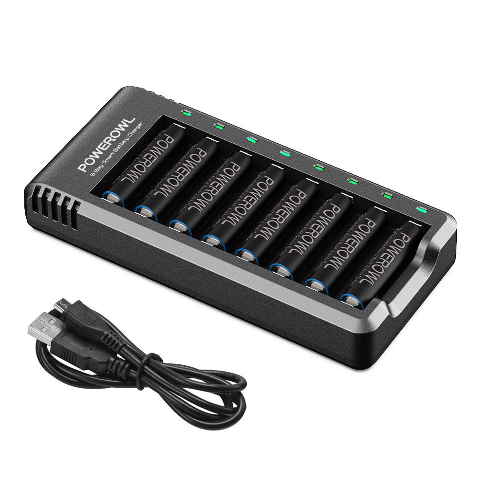 Batterie AA Ricaricabili, POWEROWL 8 Pezzi 2800 8AA, Ricaricabili - Ilgrandebazar
