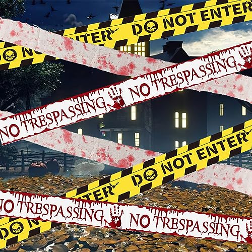 Nastro di Avvertenza Halloween*6pcs, ACTOYS 24m Garza Insanguinata di Halloween, Nastro di Avvertimento di Halloween, Nastro di Segnalazione Pericolo, Nastri di Avvertimento per Giardino di Halloween
