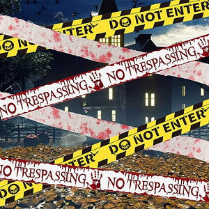 Nastro di Avvertenza Halloween*6pcs, ACTOYS 24m Garza Insanguinata di Halloween, Nastro di Avvertimento di Halloween, Nastro di Segnalazione Pericolo, Nastri di Avvertimento per Giardino di Halloween