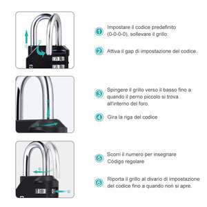 Lucchetto Combinazione, [Confezione Da 2] [Nuova Versione] Diyife Nero - Ilgrandebazar