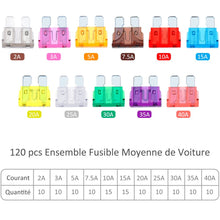 Carica l&#39;immagine nel visualizzatore di Gallery, Rovtop 120pcs+1Clip (2A 3A 5A 7.5A 10A 15A 20A Lamellari Fusibili Colorati - Ilgrandebazar