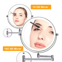 Carica l&#39;immagine nel visualizzatore di Gallery, Amelar 8 Pollici Specchio Trucco con da Parete, Luci a 3 Colori Luminosità Regolabile Ricaricabile Tramite USB, Ingrandimento 1X/10X Rotazione a 360° Bifacciale Specchio Bagno, per Bagno e Hotel