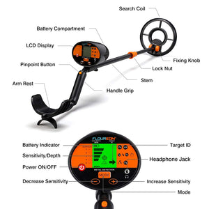 FLOUREON Metal Detector, Diametro bobina di ricerca: 180 mm, 3060 black - Ilgrandebazar