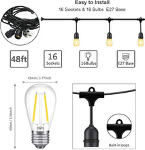 Carica l&#39;immagine nel visualizzatore di Gallery, Catene Luminose, Illuminazione LED Luce Della Stringa 48Ft-16Prese, Giallo - Ilgrandebazar