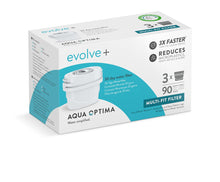 Carica l'immagine nel visualizzatore di Gallery, Aqua Optima Cartuccia Filtro, confezione da 3 Evolve+ (fornitura per 3 mesi), compatibile con Brita Maxtra+ e PerfectFit, sistema di filtraggio a 5 fasi che riduce cloro, calcare e altre impurità