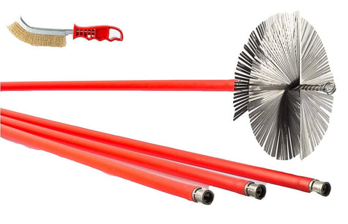 BARETTO - Kit Spazzacamino Acciaio 10 Aste - Scovolo 200mm 10 Metri - Ilgrandebazar