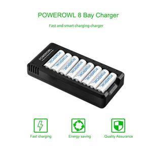 POWEROWL AA AAA Caricabatterie per Pile Ricaricabili Caricabatterie,