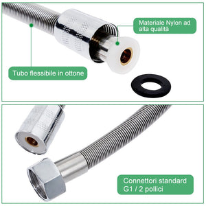 Rovtop 1.5m Flessibile Doccia, Adatto a Tutti i Soffione 1.5M, Argento - Ilgrandebazar
