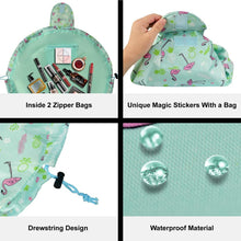 Carica l'immagine nel visualizzatore di Gallery, Lazy, trousse per trucchi con coulisse, grande capacità, impermeabile, da viaggio, per donne e ragazze (Fenicottero blu)