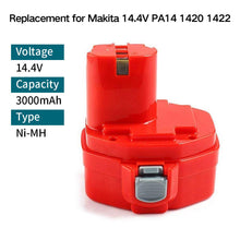 Carica l&#39;immagine nel visualizzatore di Gallery, 2 x Powayup 14.4V 3.0Ah 1420 NI-MH Sostituzione per Makita 3.0Ah-2, Rosso - Ilgrandebazar