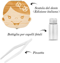 Carica l&#39;immagine nel visualizzatore di Gallery, Denti salva box per bambini e bambina (italiano), Scatola Porta Dentini da Latte,Bambini in legno ricordo regalo, Accumulazione dei denti (Ragazza)
