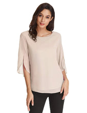 Carica l'immagine nel visualizzatore di Gallery, GRACE KARIN Camicia Donna a Manica a 3/4 Top Casual Tessuto in Chiffon Girocollo Manicotto Split