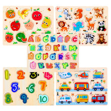 Carica l'immagine nel visualizzatore di Gallery, Purpledi 5 Pezzi Puzzle in Legno per i Bambini, Giochi Montessori Bambino, Educativo Giocattoli Regalo per 1 2 3 Anni, Animali Frutta Forme Lettere Numeri Traffico, Regalo Natale Ragazzi Ragazze