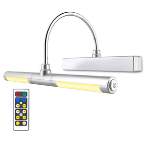 BIGLIGHT illuminare quadri,luci per quadri a batteria,Lampada per Quadri con Telecomando Dimmer di Luminosit¨¤,luci per quadri a batteria con forcellone oscillante a 180¡ã,d'argento