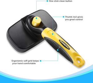 Spazzola Autopulente per Cani Gatti, Rimuovere i Peli Superflui con Denti Flessibili in Acciaio Inossidabile