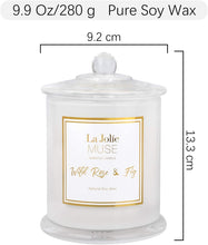 Carica l'immagine nel visualizzatore di Gallery, La Jolíe Muse Candele profumate，alla Rosa Selvatica，Cera di Soia Naturale， Durata: Fino a 60 Ore, Vaso in Vetro Bianco, 9.9Oz/280g