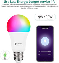 Carica l&#39;immagine nel visualizzatore di Gallery, bakibo Lampadina Wifi Intelligente Led Smart Dimmerabile 9W 1000Lm, E27 Multicolore Lampadina Compatibile con Alexa e Google Home, A19 90W Equivalente RGBCW Colore Cambiante Lampadina, 2 Pcs