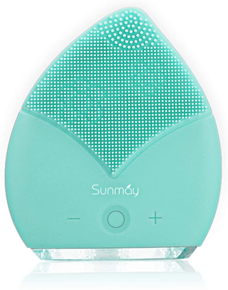 【Sunmay Leaf】SUNMAY Spazzola Viso Pulizia Silicone, Massaggiatore Elettrico del viso Impermeabile Detergente viso e Esfoliante, Ricaricabile con vibrazioni Sonico Dispositivo di Pulizia del
