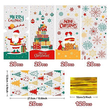 Carica l&#39;immagine nel visualizzatore di Gallery, Sacchetti Trasparenti per Confezioni 100pcs, Buste Biscotti Natale Sacchettini Alimentari Natalizi, Bustine Trasparenti Cellophane Piccole per Regali Caramelle, Sacchetto Natalizio Plastica Cravatte