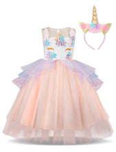 Carica l'immagine nel visualizzatore di Gallery, NNJXD Ragazza Unicorno Ruffles Fiori Festa Cosplay Abito da Sposa Vestito... - Ilgrandebazar