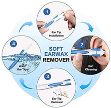 Carica l'immagine nel visualizzatore di Gallery, Pulisci orecchie, Kit per la Rimozione del Cerume, Detergente Per Orecchie a Spirale Morbida e Sicura Con 16 Punte in Silicone Sostituibili, Kit Per La Pulizia Delle Orecchie Per Bambini e Adulti 1 Unità (Confezione da 1) Blu+bianco