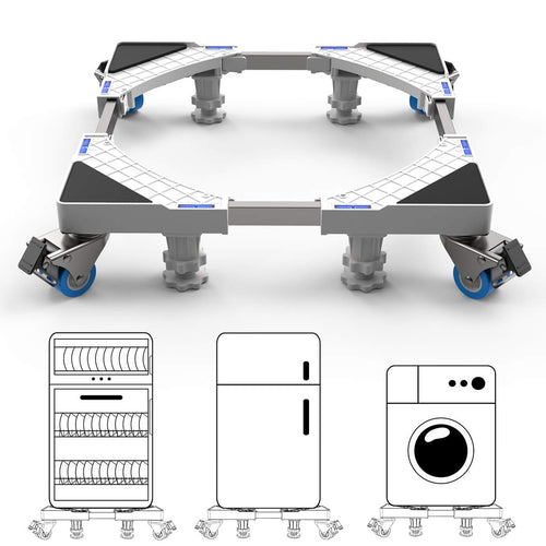 Base lavatrice Dewel, base regolabile 45 cm-69 cm con 4 ruote piroettanti e... - Ilgrandebazar