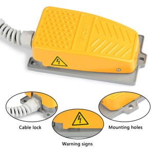 QLOUNI 250V 10A Industriale pedale momentaneo metallo piede