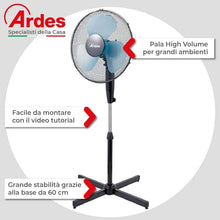 Carica l&#39;immagine nel visualizzatore di Gallery, Ardes AR5EA40P Ventilatore Piantana, Nero, Pala 40 cm