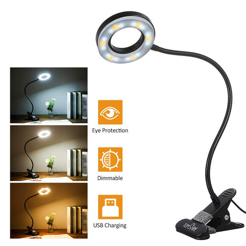 Lampada con Pinza,Tomshine LED da Tavolo a Clip Collo Nero - Ilgrandebazar