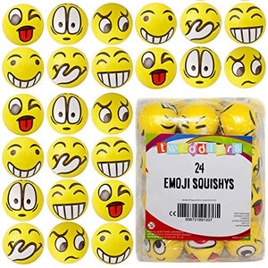 24 palline antistress con faccina emoji. per alleviare lo stress, allenare... - Ilgrandebazar