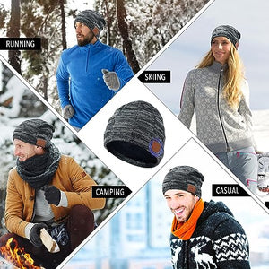 Regalo Uomo Donna Cappello Bluetooth Berretto Sci Regalo Natale Cappello Sportivi Uomo Musicale Bluetooth Lavorato a Maglia Berretto Cappello Invernali con Cuffie Stereo e Microfono Vivavoce