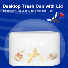 Carica l'immagine nel visualizzatore di Gallery, Cestino Spazzatura con Coperchio, da Tavolo con Pop-up, Mini in Plastica, per il Letto Dell'auto Cucina Bagno ufficio Scrivania WC (1.5L,Bianco)
