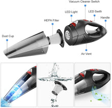 Carica l'immagine nel visualizzatore di Gallery, RIKIN Aspirabriciole Senza Fili Aspirapolvere Portatile Potente 7000PA 120W 12V Aspirapolvere Ricaricabile Filtro HEPA Umido e Secco con illuminazione a LED per Auto Ufficio Casa