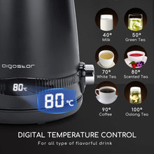 Carica l&#39;immagine nel visualizzatore di Gallery, Aigostar Loki - Bollitore Elettrico Temperatura Regolabile 40-100 ℃, Bollitore in Acciaio Inox con Display Digitale LED, 1,7 Litri 2200W, Funzione di Mantenimento Caldo, Senza BPA, Nero