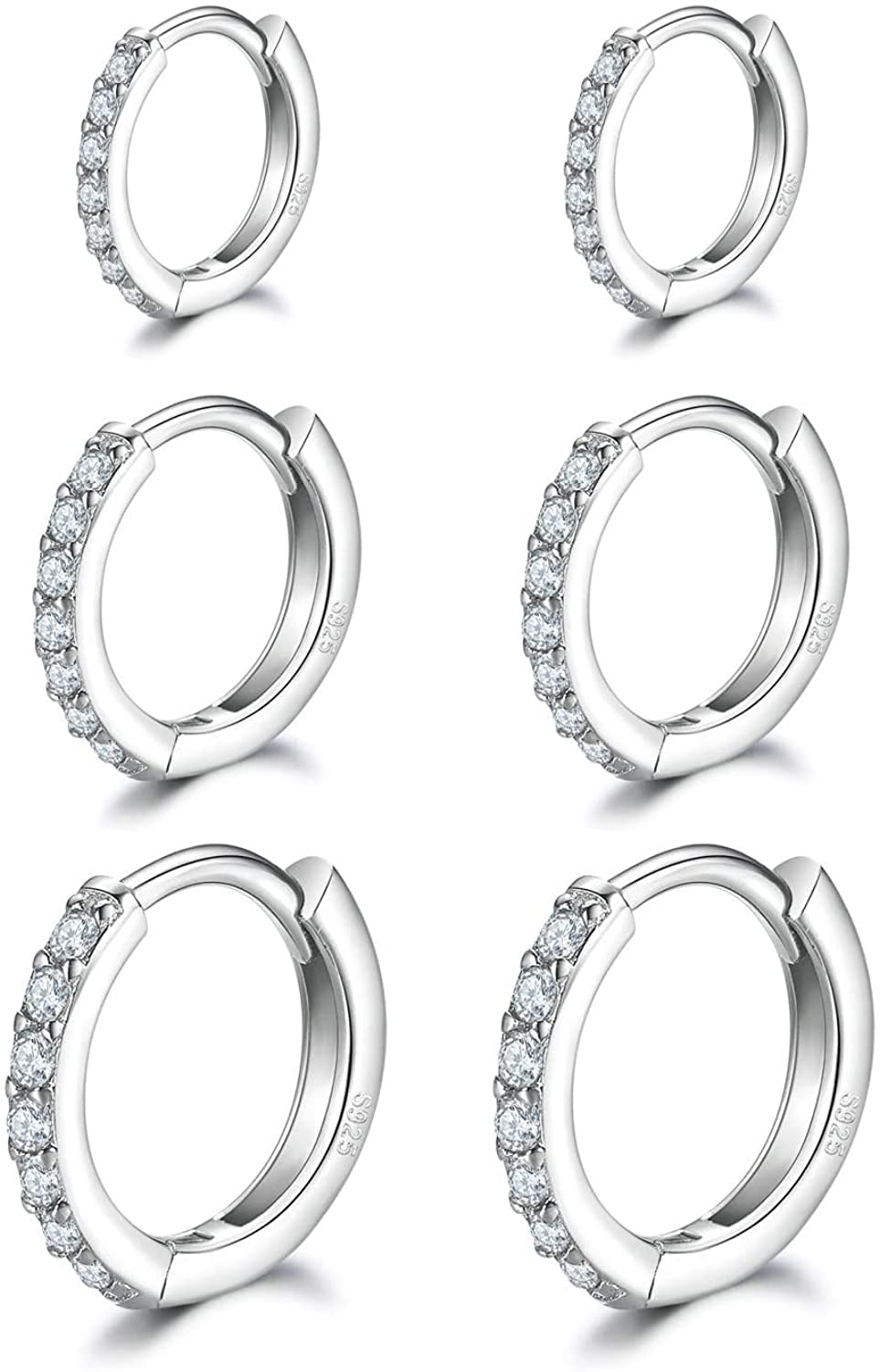 Orecchini Cerchio Argento per Donna, Sterling 925 Argento Orecchini Cerchio Piccoli Con AAA Cubic Zirconia, 10mm Huggie Sleeper Orecchini Oro Rosa/Aregento per Donna Ragazze Orecchini Cerchio Argento per Donna, Sterling 925 Argento Orecchini Cerchio Piccoli Con AAA Cubic Zirconia, 10mm Huggie Sleeper Orecchini Oro Rosa/Aregento per Donna Ragazze