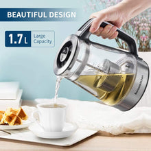 Carica l&#39;immagine nel visualizzatore di Gallery, Bollitore Elettrico in vetro, Bosenkitchen 1.7L Impostazione della temperatura (40 ℃ -100 ℃) Bollitore con filtro rimovibile, funzione di mantenimento del calore e protezione contro il ,BPA Free 2200w