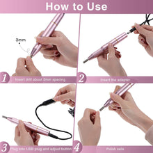 Carica l&#39;immagine nel visualizzatore di Gallery, Fresa Unghie Elettrica, GLAMADOR Trapano Elettrico per Unghie Kit, Trapani e accessori elettrici per manicure, Professionale Portatile per Ricostruzione Unghie Manicure e Pedicure, 20000 Giri, Rosa