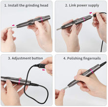 Carica l&#39;immagine nel visualizzatore di Gallery, Manli - Limaunghie elettrico, fresa elettrica per unghie, set per manicure, pedicure, con 11 corpi intercambiabili e 36 nastri abrasivi