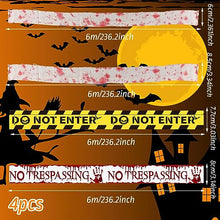 Carica l&#39;immagine nel visualizzatore di Gallery, Nastro di Avvertenza Halloween*6pcs, ACTOYS 24m Garza Insanguinata di Halloween, Nastro di Avvertimento di Halloween, Nastro di Segnalazione Pericolo, Nastri di Avvertimento per Giardino di Halloween