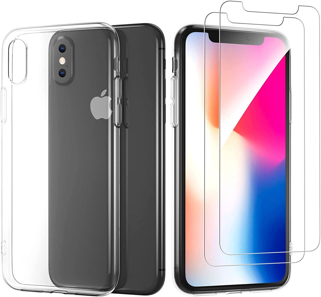 NEW'C Cover per Xiaomi Redmi Note 10 4G Gel TPU in silicone custodia ultra trasparente e 2 × vetro temperato per Xiaomi Redmi Note 10 4G, Pellicola proteggi schermo