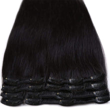 Carica l&#39;immagine nel visualizzatore di Gallery, Rich Choices Extension Capelli Veri Clip Full Head Remy Human Hair Extensions Clip 8 Fasce Naturalei Lunga 20cm Pesa 65g, #1B Nero Naturale 20 cm (65 g) #1B Nero Naturale