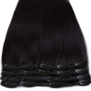 Rich Choices Extension Capelli Veri Clip Full Head Remy Human Hair Extensions Clip 8 Fasce Naturalei Lunga 20cm Pesa 65g, #1B Nero Naturale 20 cm (65 g) #1B Nero Naturale
