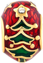 Carica l'immagine nel visualizzatore di Gallery, Perline Uniqueen Jewellery a forma di albero di Natale, pupazzo di neve e cane con cappello rosso, adatte per braccialetti con charm