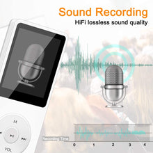 Carica l'immagine nel visualizzatore di Gallery, Lettore MP3, Lettore Musicale con Scheda SD da 32 GB, Lettore MP3 Bambini Portatile Lossless Sound con Radio FM/Registratore Vocale/Video/E-Book (Cuffie, Cavo USB inclusi) bianca