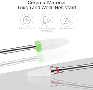 MAQUITA Punte Fresa Unghie, set di manicure elettrico da 7 pezzi Kit di trapano per unghie elettrico 3/32"Ceramica Lima per unghie elettrica Manicure Pedicure Uso domestico (White)