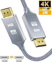 Carica l'immagine nel visualizzatore di Gallery, Cavo HDMI 4k Ultra HD [2m],Cavi HDMI 2.0 alta velocità Supporta Ethernet 3D,4K e ritorno audio-2160p Full HD 1080p 3D,Blu-Ray,Xbox 360 TV, Playstation PS3,PS4, HDTV,Arco,HDCP 2.2,HDR