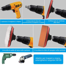 Carica l&#39;immagine nel visualizzatore di Gallery, Faburo Tamponi per lucidatura kit lucidatura auto con adattatore per trapano M10, set di 31 pezzi lucidatura pad spugna, lucidatura lana tampone per lucidatrice e ceretta（31pz）