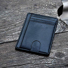 Carica l'immagine nel visualizzatore di Gallery, HELLOCAM Portacarte di Credito da Uomo Portacarte Uomo, Tascabile Portafoglio Uomo Sottile Blocco RFID - Nero Pelle Alta Qualità - Mini Porta Tessere Porta Documenti Porta Carte Di Credito - Regalo