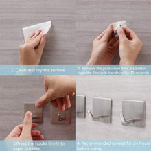 Carica l&#39;immagine nel visualizzatore di Gallery, Ganci Appendiabiti da Parete in Acciaio Inox (4 Pezzi) Set di Porta Asciugamani Adesivo Bagno Impermeabile Ganci Adesivi per Asciugamani, Cappotti, Borsetta, Presine da Cucina, Bagno, ecc.