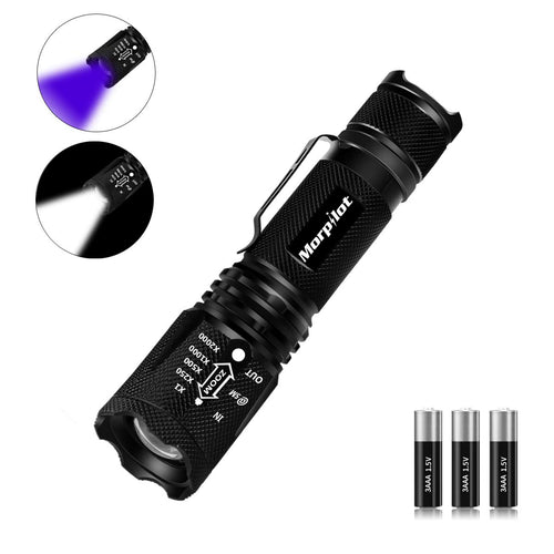 Torcia Tattica UV 2 in 1, a LED con 500LM, di UV+Bianco Luce - Ilgrandebazar